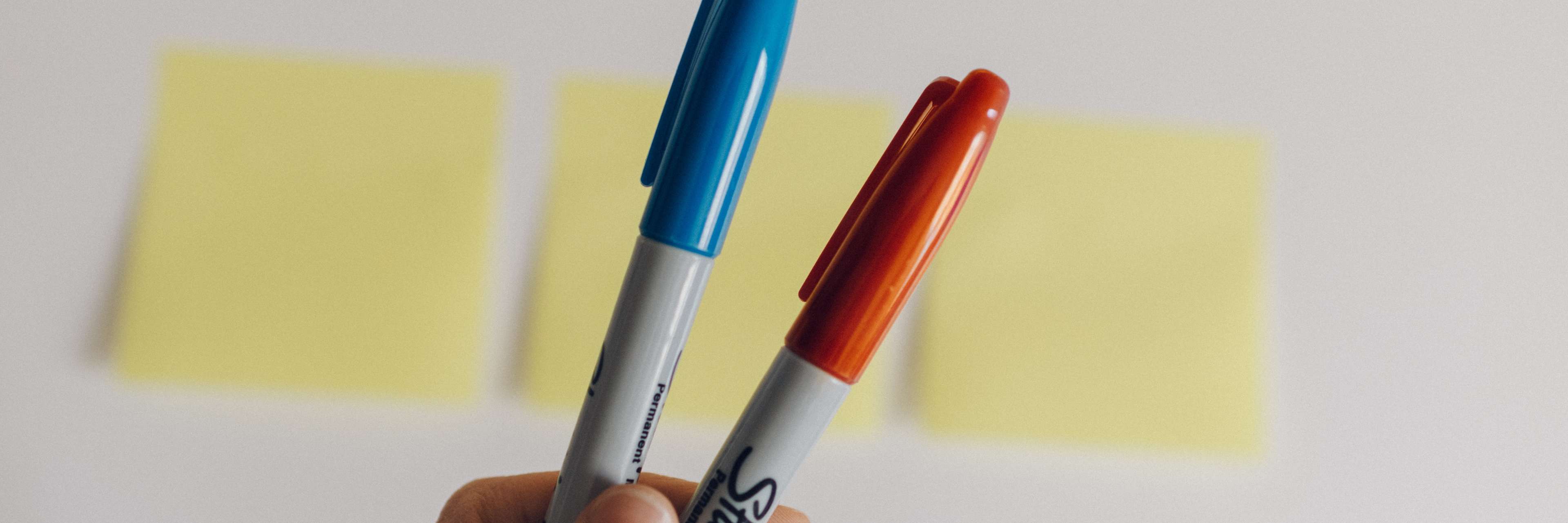 blank post-its and two sharpies